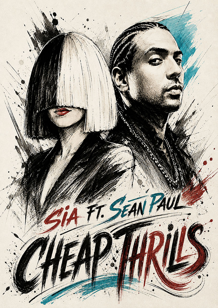 Sia and Sean Paul Cheap Thrills Canvas Print & Poster Wall Art - AI PRINT LAB